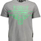 Sleek Gray Crew Neck Tee with Bold Accents