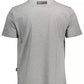 Sleek Gray Crew Neck Tee with Bold Contrasts
