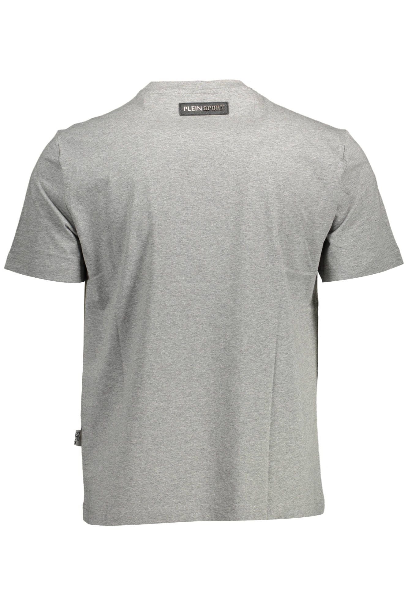 Sleek Gray Crew Neck with Bold Print Detail