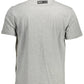 Sleek Gray Crew Neck Tee with Vibrant Accents