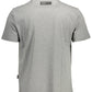Sleek Gray Cotton T-Shirt with Bold Accents