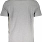Sleek Gray Cotton Crew Neck Tee with Logo Print