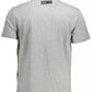 Sleek Gray Cotton Tee with Bold Details