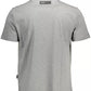 Sleek Gray Crew Neck Tee with Bold Accents