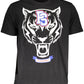 Sleek Black Printed Crew Neck Tee