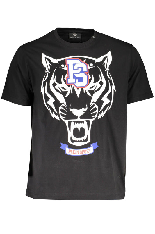 Sleek Black Printed Crew Neck Tee