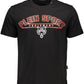 Sleek Black Cotton Tee with Bold Prints