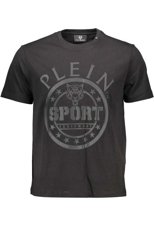 Sleek Black Cotton Tee with Contrasting Logo Detail