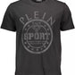 Black Cotton Crew Neck Tee with Contrast Logo