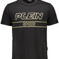 Sleek Black Cotton Crew Neck Tee With Print