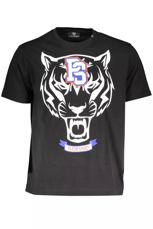 Sleek Black Cotton Crew Neck T-Shirt
