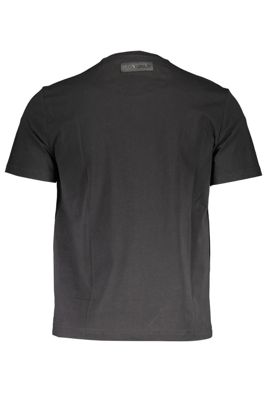 Sleek Black Printed Crew Neck Tee