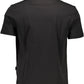 Sleek Black Cotton Tee with Bold Prints