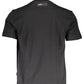 V-Neck Logo Print Cotton Tee in Black