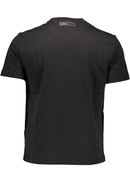 Sleek Black Cotton Crew Neck Tee With Print
