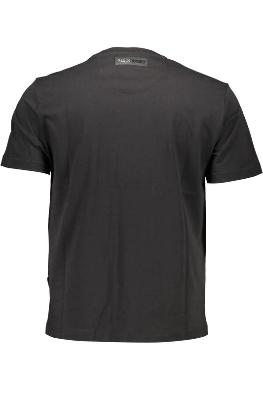 Sleek Black Cotton Tee with Contrasting Logo Detail
