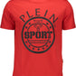 Vivid Red Crew Neck Logo Tee with Print Detail