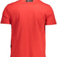Sleek Red Crew Neck Tee With Contrasting Details