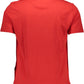 Vivid Red Crew Neck Logo Tee with Print Detail