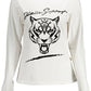 Elegant White Logo Print Tee with Contrasting Details