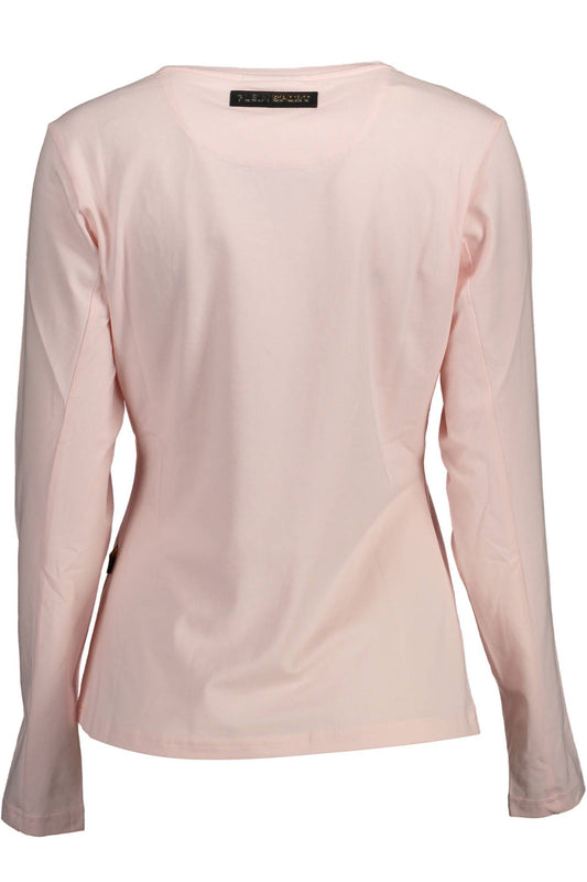 Chic Pink Long Sleeve Tee with Contrasting Details