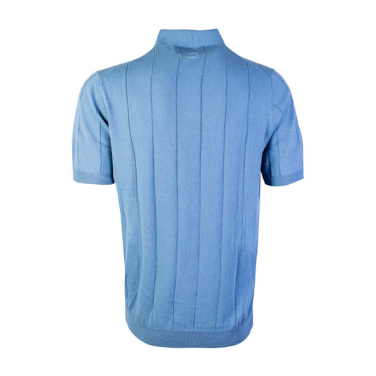 Elegant Powder Blue Knit Polo Shirt