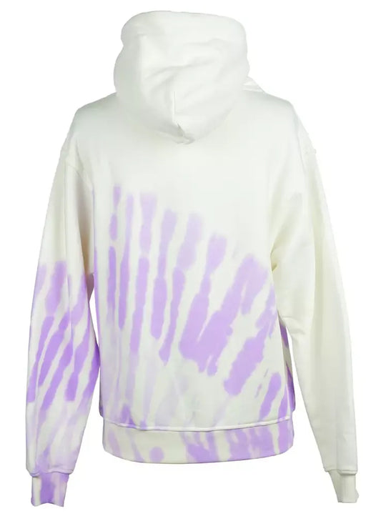 Chic Graphic Print Cotton Hoodie - Pristine White