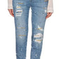 Beaded Elegance Intermediate Wash Denim