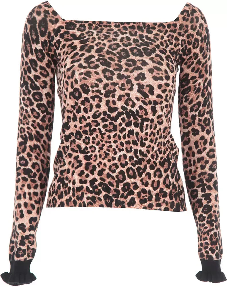 Leopard Charm Wide Neck Sweater