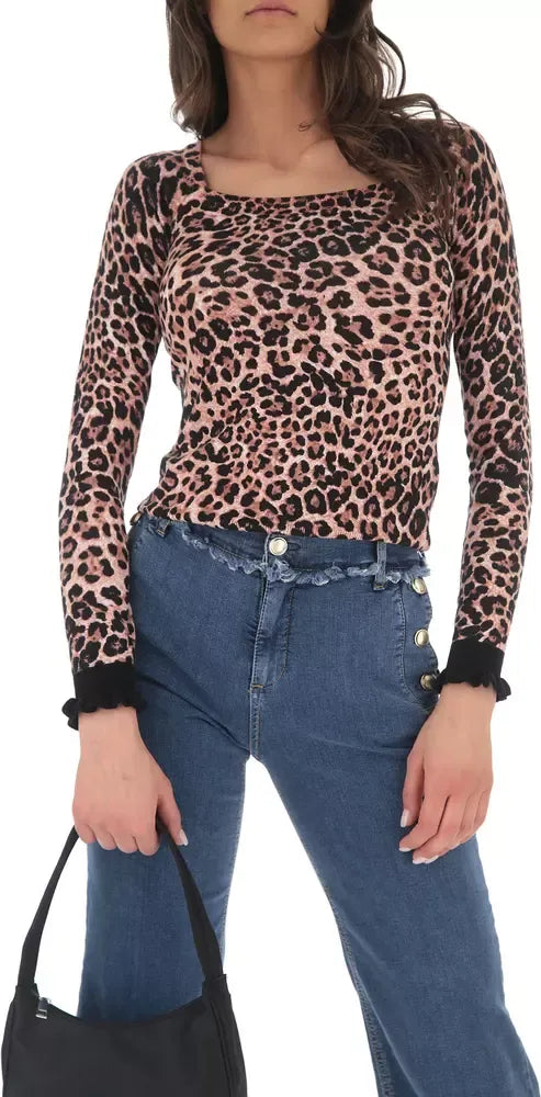 Leopard Charm Wide Neck Sweater