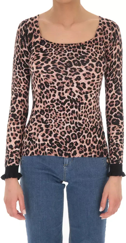 Leopard Charm Wide Neck Sweater