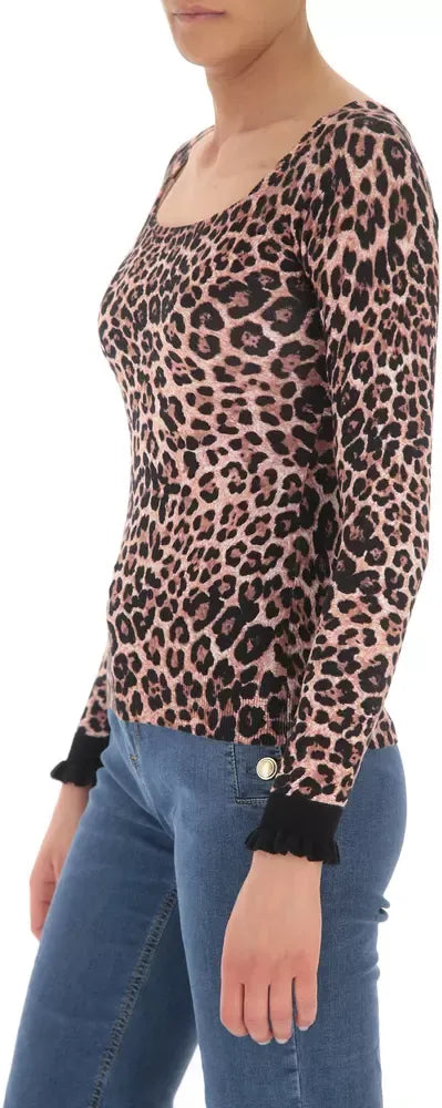 Leopard Charm Wide Neck Sweater