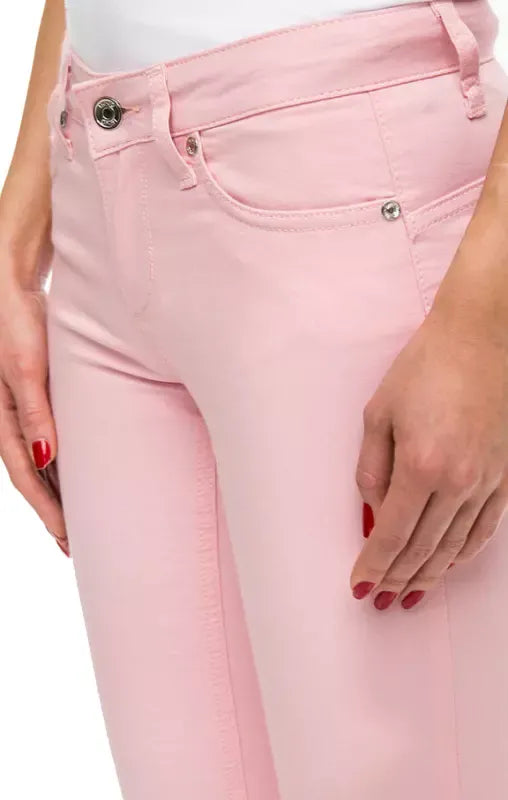 High-Waisted Pink Slim Fit Pants