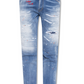 Chic Distressed Paint-Splatter Denim