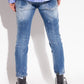 Chic Distressed Paint-Splatter Denim