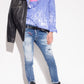 Chic Distressed Paint-Splatter Denim