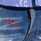 Chic Distressed Paint-Splatter Denim