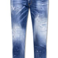 Chic Distressed Skater Denim Splatter