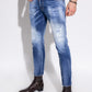 Chic Distressed Skater Denim Splatter