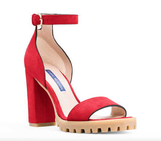 Chic Suede Lug Sole Winona Sandals in Red