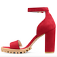 Chic Suede Lug Sole Winona Sandals in Red