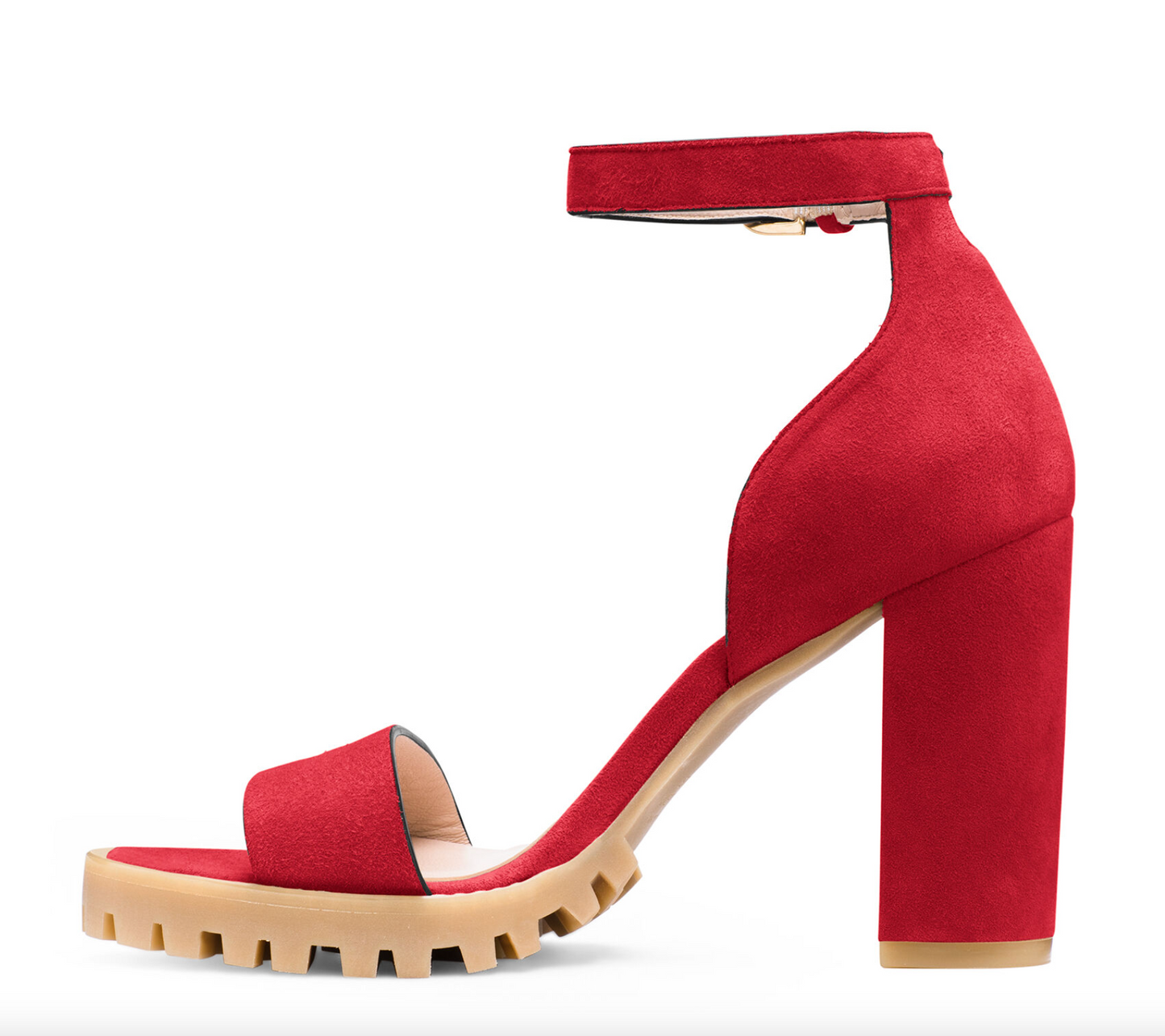 Chic Suede Lug Sole Winona Sandals in Red