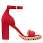 Chic Suede Lug Sole Winona Sandals in Red