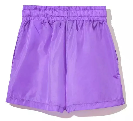 Purple Nylon Bermudas with Logo Detail