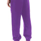 Elegant Purple Drawstring Cotton Trousers