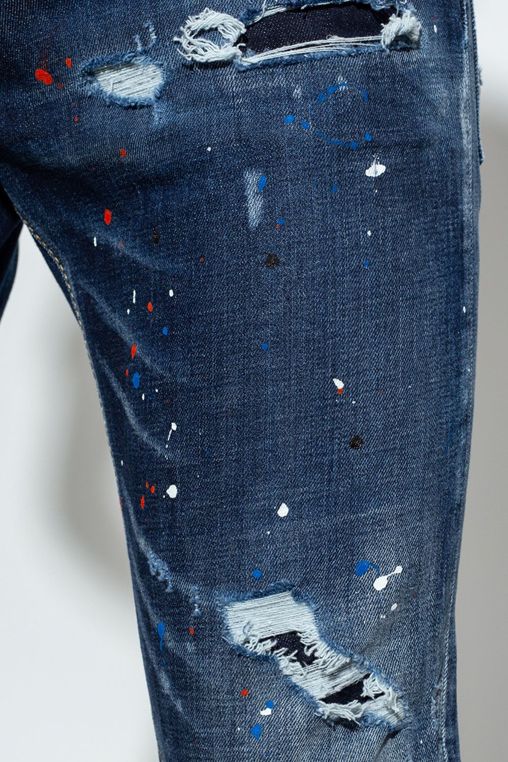 Navy Cool Guy Tapered Splatter Jeans