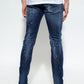 Navy Cool Guy Tapered Splatter Jeans