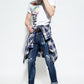 Navy Cool Guy Tapered Splatter Jeans