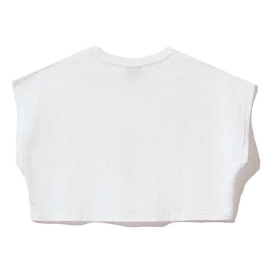 Chic Sleeveless Logo Tee in Pristine White