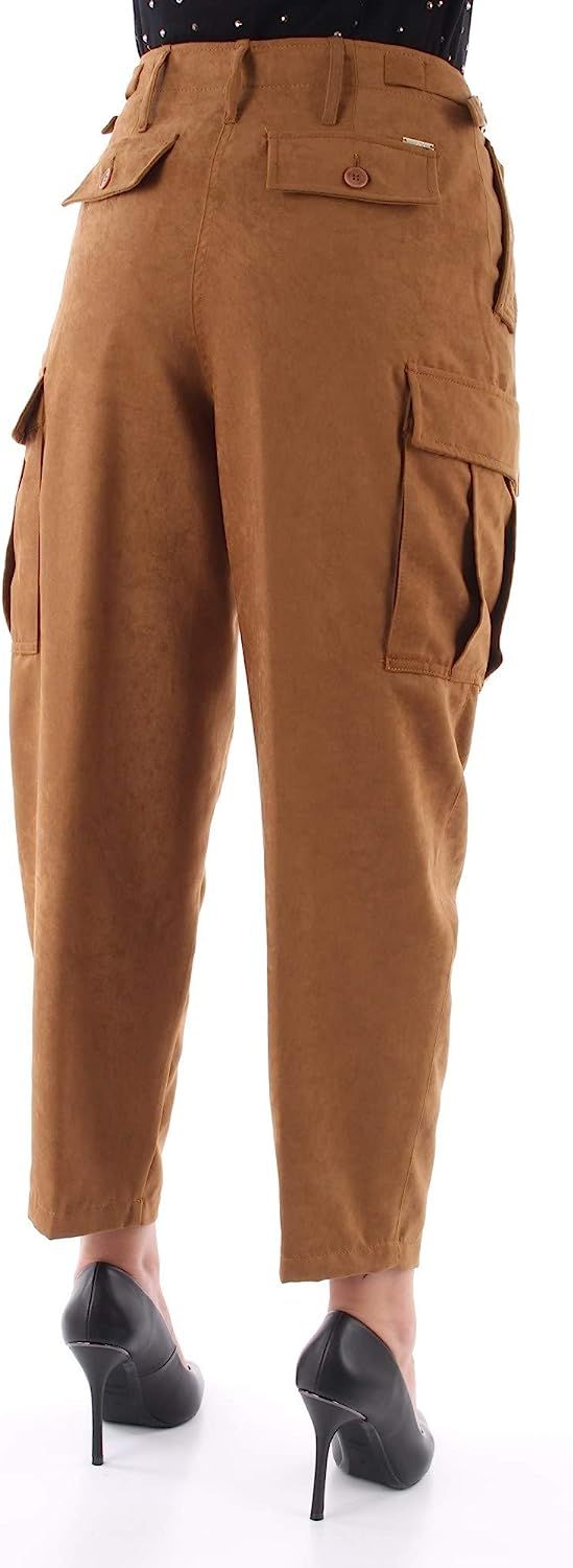 Suede Cargo Pants with Gold Accents